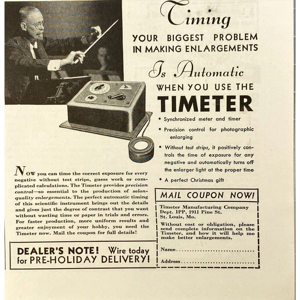 Timeter Manufacturing Co. "Timing is automatic when you se TIMETER"Print Ad 1940